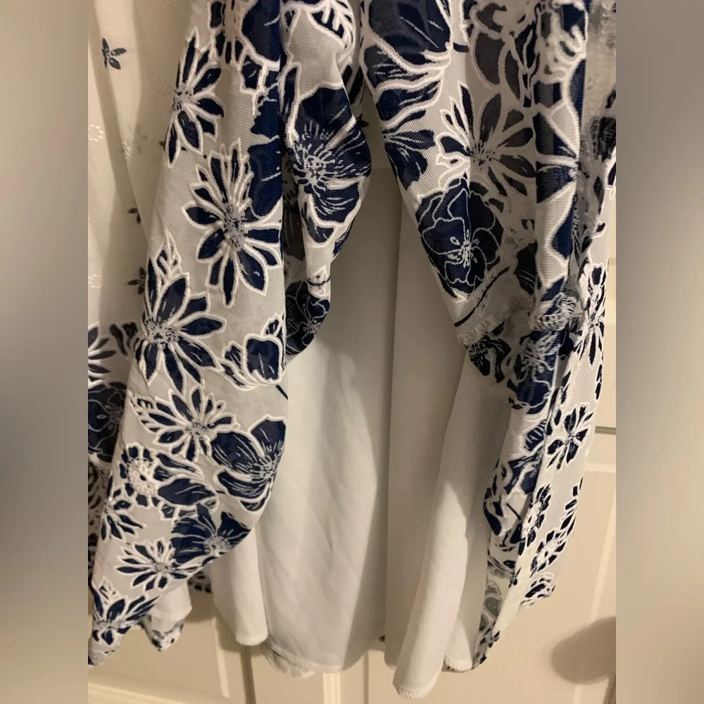 Siren Lily Women’s Plus White & Navy Blue Floral Long Sleeve Dress 3X - Picture 7 of 11